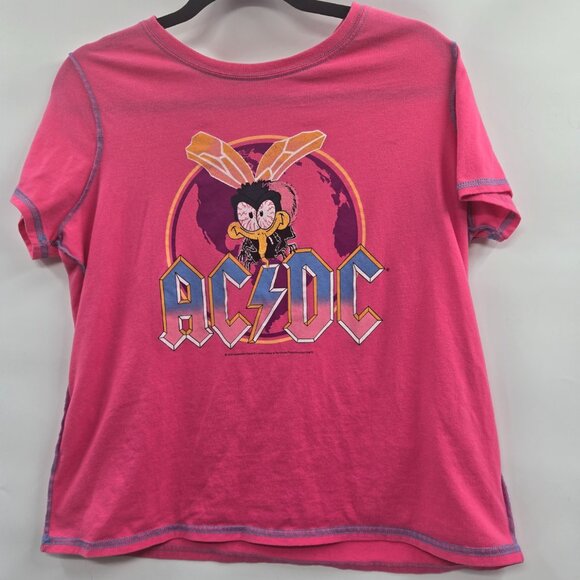 Torrid Vinyl Icons Crew Neck Short Sleeved Pink AC/DC Top Torrid 00/Medium - Picture 1 of 6